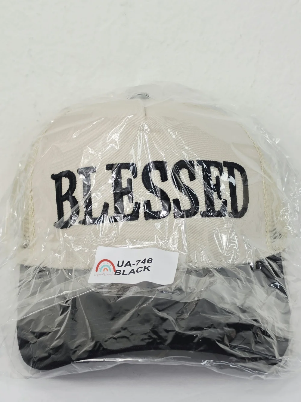 New! Blessed Mesh Trucker Hat in Black